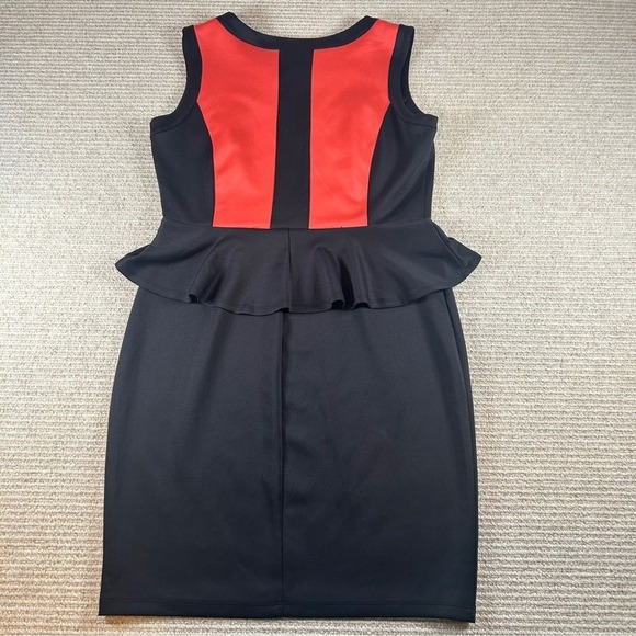 Enfocus Studio Sleeveless A-Line Peplum Midi Dress Size 8 Black Coral Office - Picture 5 of 9